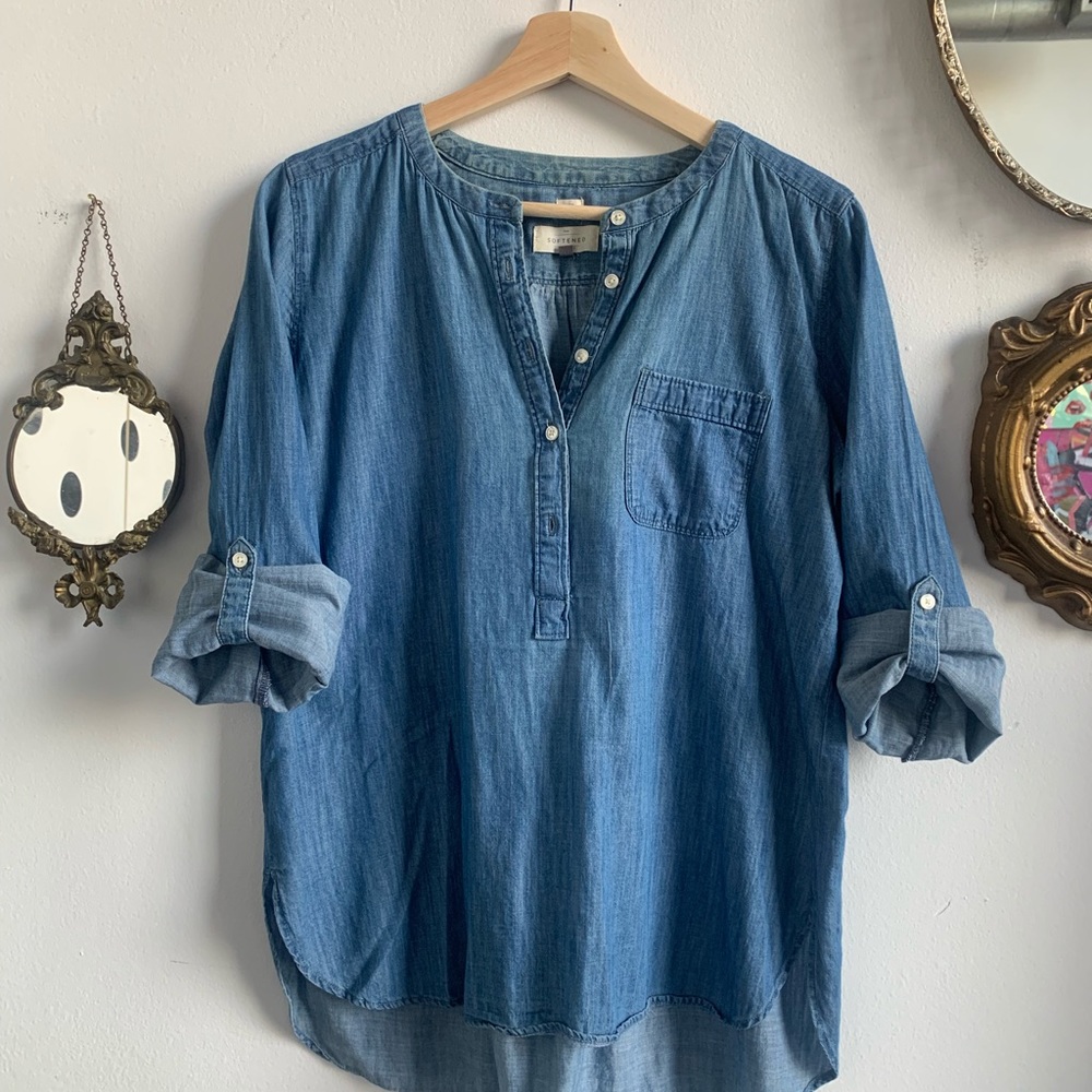 Soft Ann Taylor Loft Chambray Top Size S - Picture 3 of 5